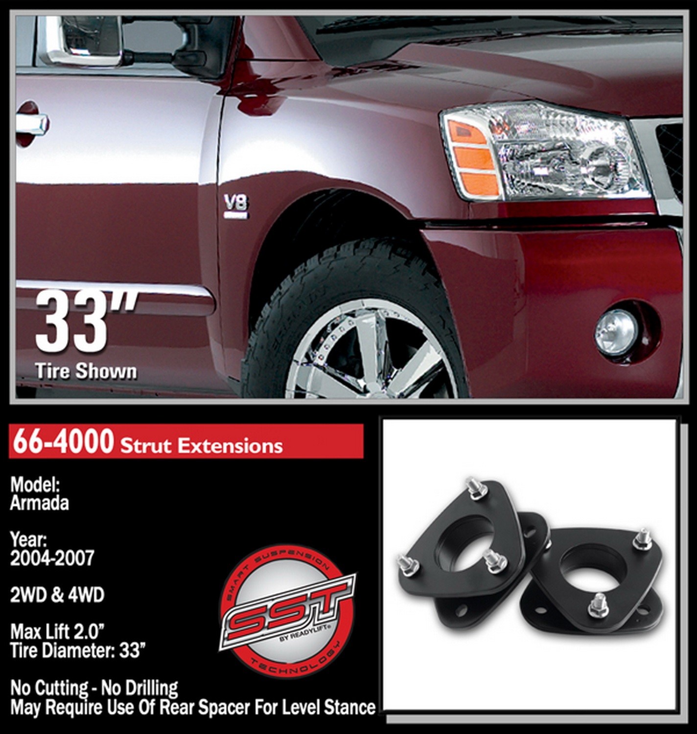 ReadyLift | Front Leveling Kit Fits 04-07 Armada | Pathfinder QX56 Titan