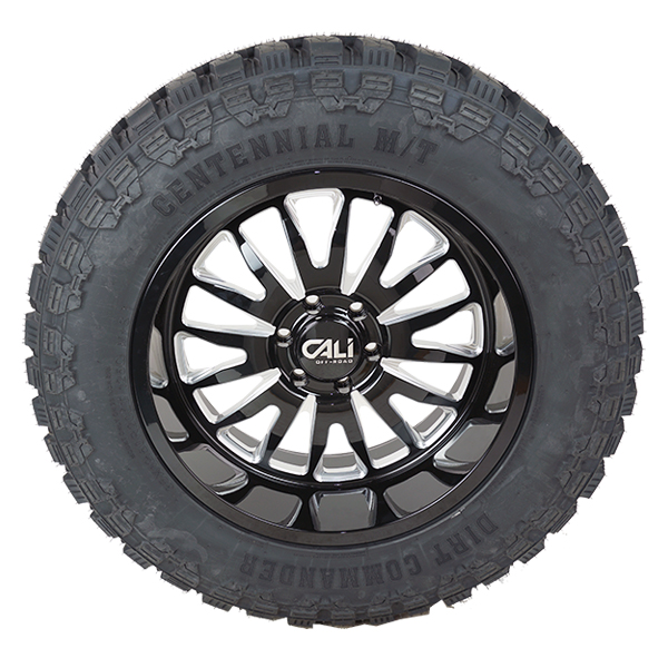 20x10 Cali Offroad 9110 Summit wheels Black/Milled 33x12.50R20 Centennial Tires Dirt Commander M/T