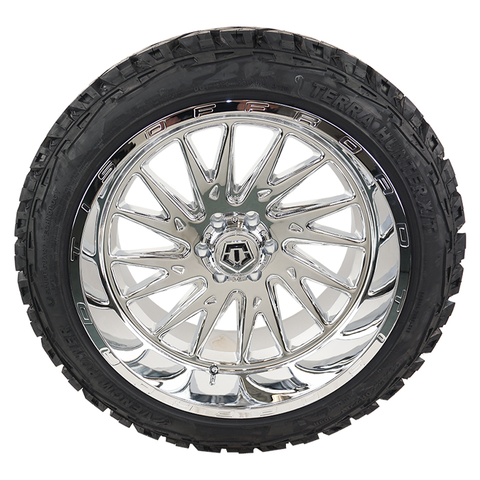 22x12 TIS 547C Chrome 33x12.50R22 Venom Power Tires Terra Hunter X/T