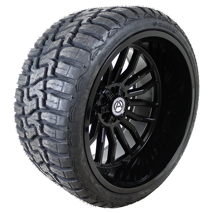 24x14 Artem Offroad A204 Black 33x14.50R24 Haida Tires HD878 Rugged Terrain RT
