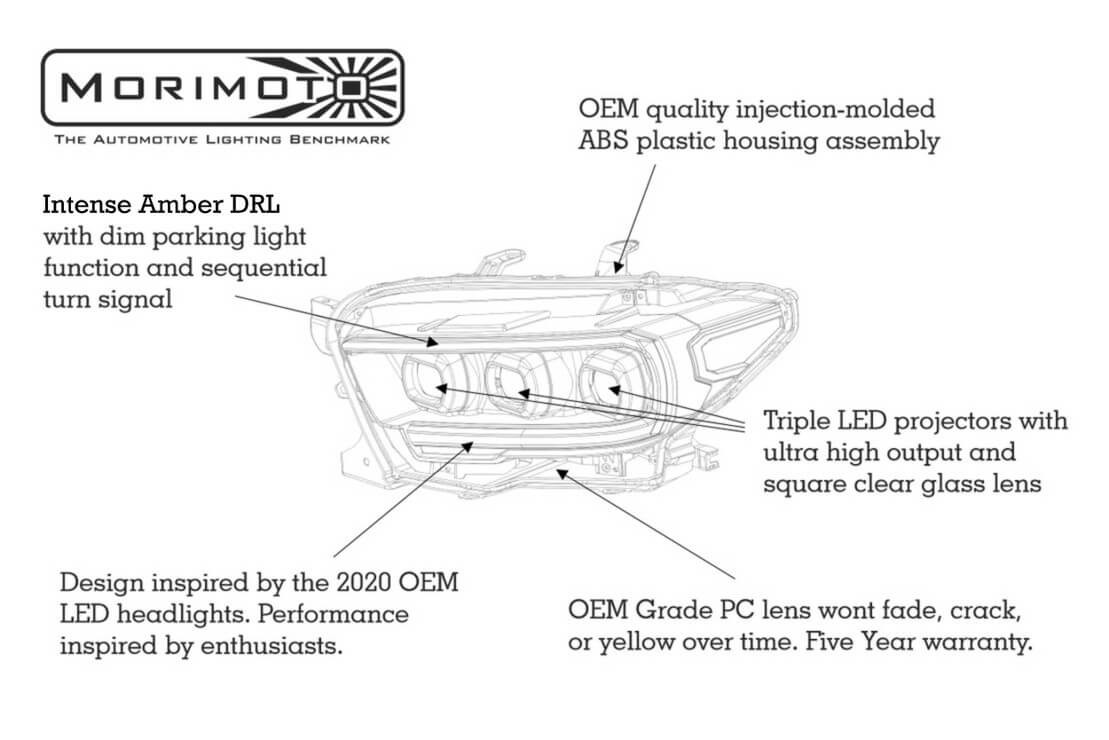 Morimoto | XB LED Headlights Toyota | Tacoma 16-20 Pair ASM Amber DRL Gen 2