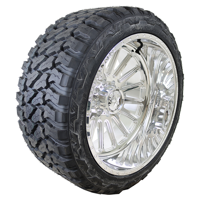 24x14 American Force F107 Polished 33x14.50R24 Fury Tires Country