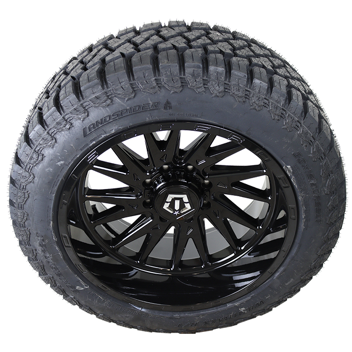 22x12 TIS 547B All Black 35x12.50R22 LandSpider Tires Wildtraxx R/T