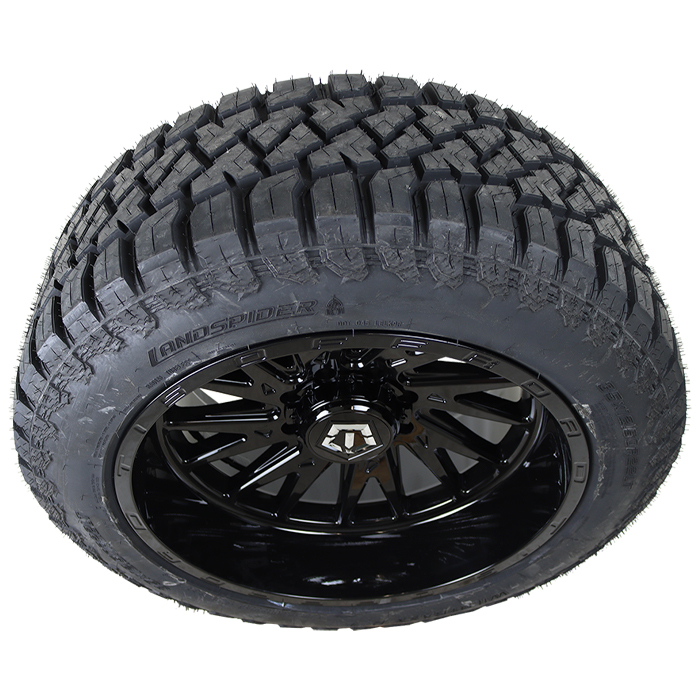 22x12 TIS 547B All Black 35x12.50R22 LandSpider Tires Wildtraxx R/T