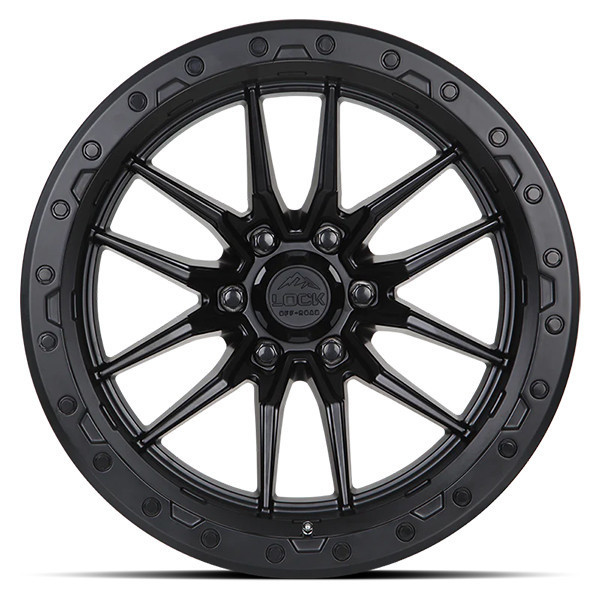 Lock Offroad Wheels Krawler Matte Black With Matte Black Ring 22x10 -18mm Offset 6x135
