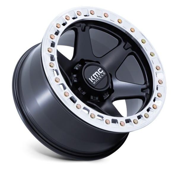 KMC Wheels VI Beadlock KM238 Satin Black with Machined Ring 17x9 -38mm Offset 6x139.7 (6x5.5)