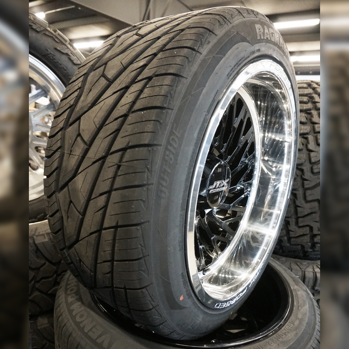 JTX Forged Empire | Black Polished | 22x12 -40mm | 8x180 | Venom Power Ragnarok GTS 305/40R22 XL