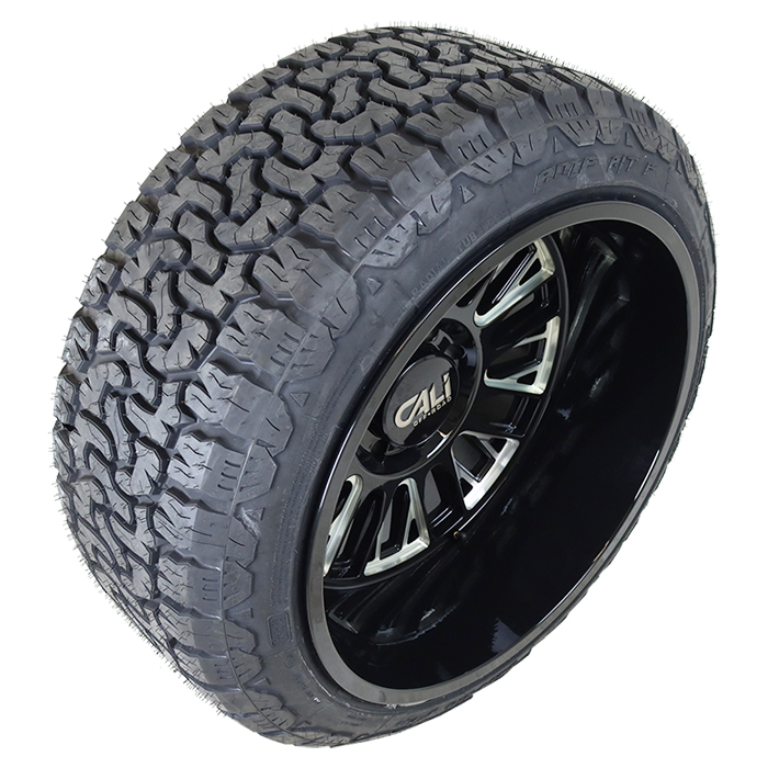 24x14 Cali Offroad 9116 Vertex Black/Milled 35x12.50R24 AMP Tires Terrain Pro A/T