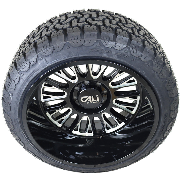 24x14 Cali Offroad 9116 Vertex Black/Milled 35x12.50R24 AMP Tires Terrain Pro A/T