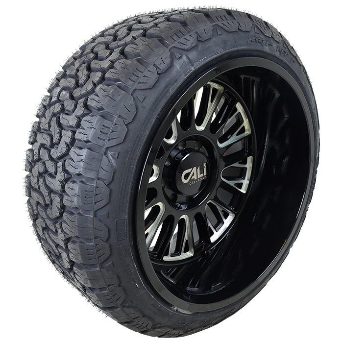 24x14 Cali Offroad 9116 Vertex Black/Milled 35x12.50R24 AMP Tires Terrain Pro A/T