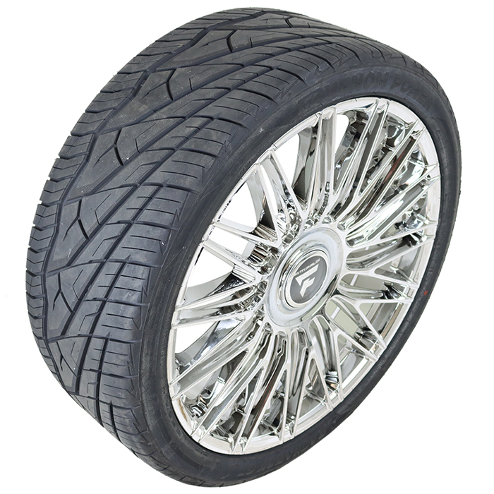 24x10 Fittipaldi 369MC Chrome 285/40R24 Venom Power Tires Ragnarok GTS