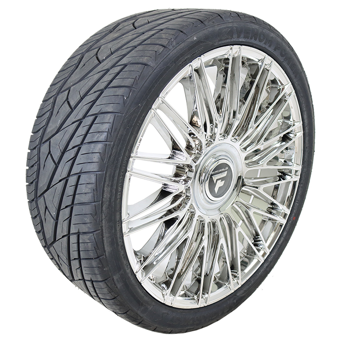 24x10 Fittipaldi 369MC Chrome 285/40R24 Venom Power Tires Ragnarok GTS