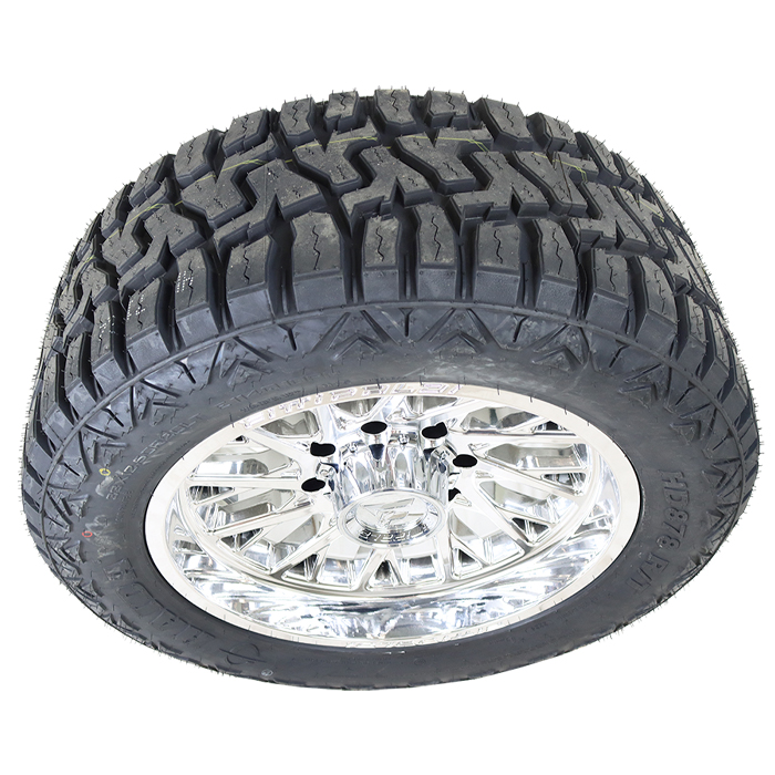 20x9 Fittipaldi FA08MC Chrome 35x12.50R20 Haida Tires HD878 Rugged Terrain R/T
