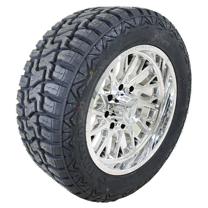 20x9 Fittipaldi FA08MC Chrome 35x12.50R20 Haida Tires HD878 Rugged Terrain R/T