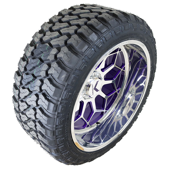 KG1 Forged Spreader Polished Purple Milled Fury Country Hunter M/T