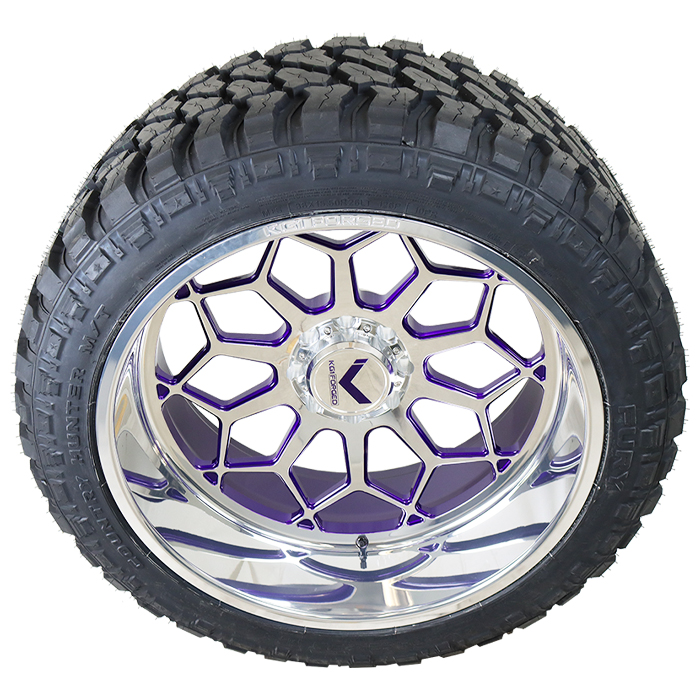 KG1 Forged Spreader Polished Purple Milled Fury Country Hunter M/T
