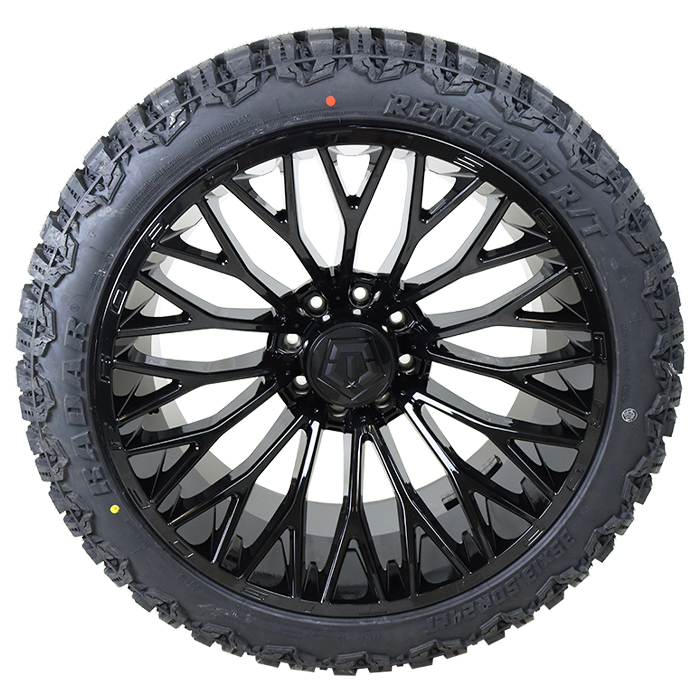24x12 TIS 566B All Black 33x12.50R24 Radar Tires Renegade R/T