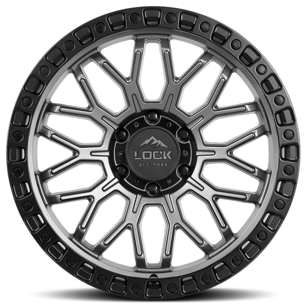 Lock Offroad Wheels Combat Matte Grey with Matte Black Ring 20x10 -18mm Offset 6x135