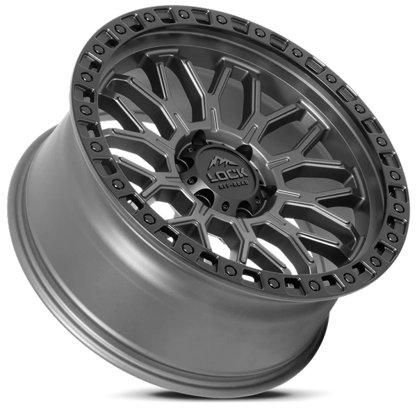 Lock Offroad Wheels Combat Matte Grey with Matte Black Ring 20x10 -18mm Offset 6x135