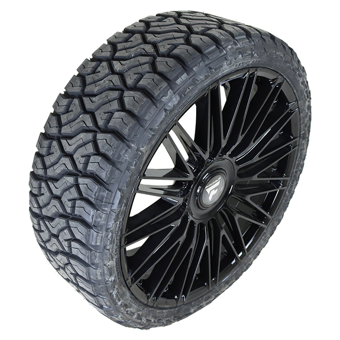 24x10 Fittipaldi 369B All Black 35x12.50R24 Venom Power Tires Terra Hunter R/T Plus