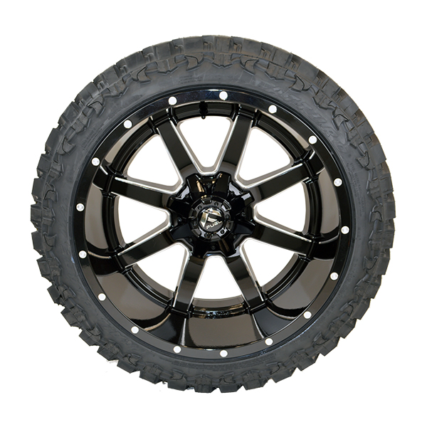 22x12 Fuel Offroad D610 Black Milled 33x12.50R22 Atturo Tires Trail Blade M/T