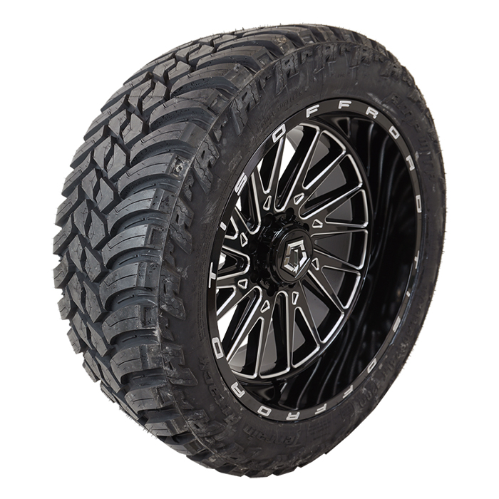 24x12 TIS 547BM Black/Milled 35x13.50R24 AMP Tires Terrain Attack M/T