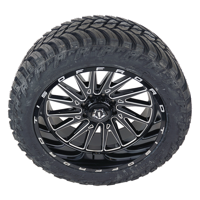 24x12 TIS 547BM Black/Milled 35x13.50R24 AMP Tires Terrain Attack M/T