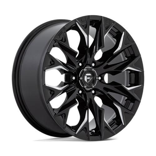 20x9 Fuel Offroad FLAME D803 Black/Milled 33x12.50R20 AMP Tires Terrain Pro A/T